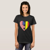 T-shirt Etats-Unis et Belgique Drapeaux Coeur (Devant entier)