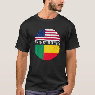 T-shirt États-Unis et Bénin drapeaux Vintages Oui Je suis
