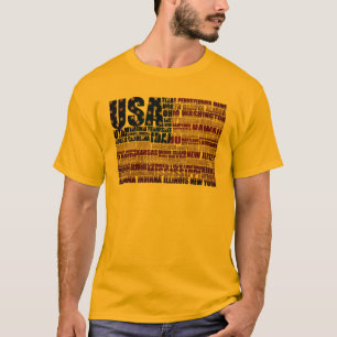 T-shirt États-Unis et leurs États fédéraux en étoiles et b