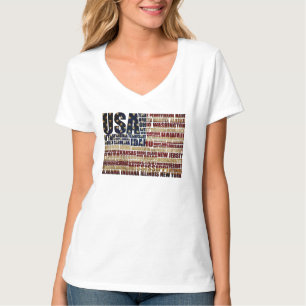 T-shirt États-Unis et leurs États fédéraux en étoiles et b