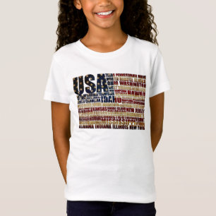 T-Shirt États-Unis et leurs États fédéraux en étoiles et b