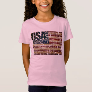T-Shirt États-Unis et leurs États fédéraux en étoiles et r