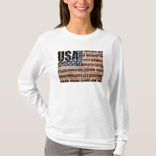 T-shirt États-Unis et leurs États fédéraux en étoiles et r