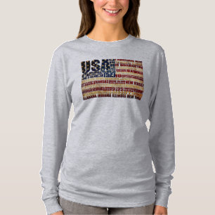 T-shirt États-Unis et leurs États fédéraux en étoiles et r