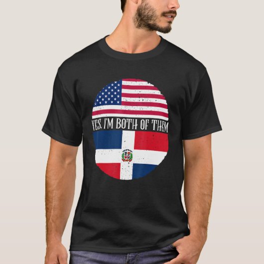 T-shirt Etats-Unis et République Dominicaine Drapeaux Oui (Devant)