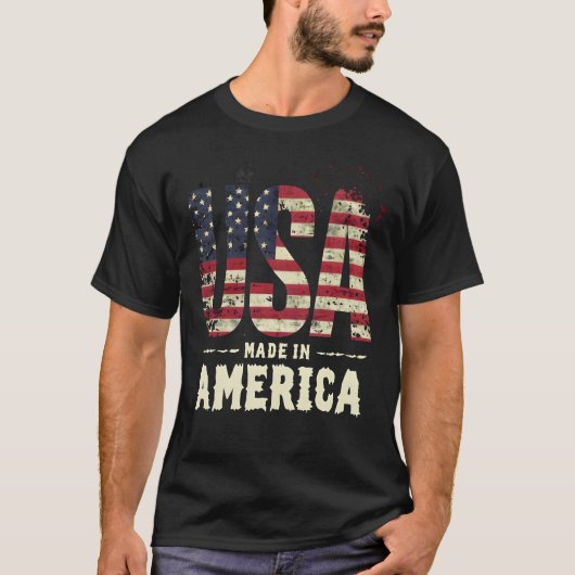 T-shirt Etats-Unis Fabriqué en Amérique détendu Drapeau am (Devant)