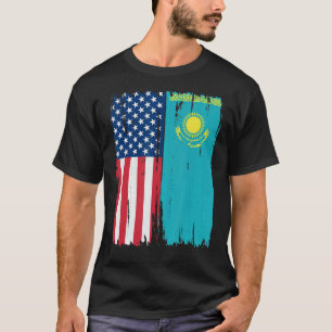 T-shirt Etats-Unis Kazakhstan Semi-américain Drapeau Racin