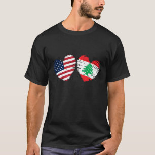 T-shirt États-Unis Liban Drapeau Coeur Valentines Jour Lib