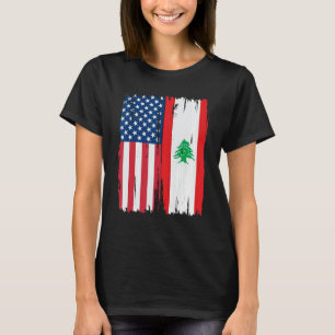T-shirt États-Unis Liban Semi-américain Drapeau Racines