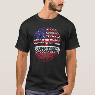 T-shirt Etats-Unis & Maroc Drapeaux American Gros Racines 