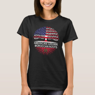 T-shirt Etats-Unis & Maroc Drapeaux American Gros Racines