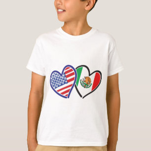 T-shirt États-Unis Mexique Coeur Flags