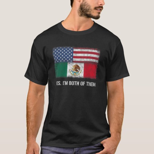 T-shirt États-Unis Mexique Mexicain Américain Drapeau Doub (Devant)