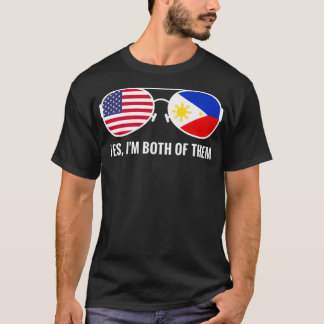 T-shirt États-Unis Philippines Drapeau Lunettes de soleil 