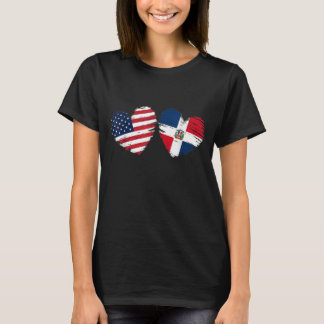 T-shirt États-Unis République dominicaine Drapeau Coeur Am
