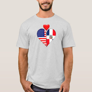 T-shirt États-Unis République dominicaine Drapeaux cœur hi