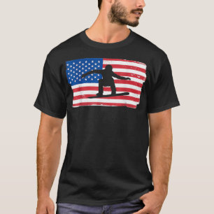 T-shirt Etats-Unis Snowboard Patriotique Américain Drapeau