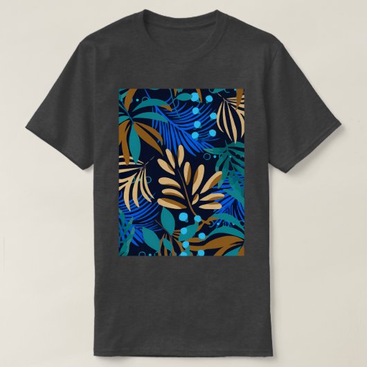 T-shirt Été Bright Seamlesstropical Feuille Plantes Dark (Design devant)