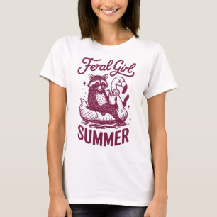 T-shirt Été de fille sauvage Raton laveur Vacances Trash P