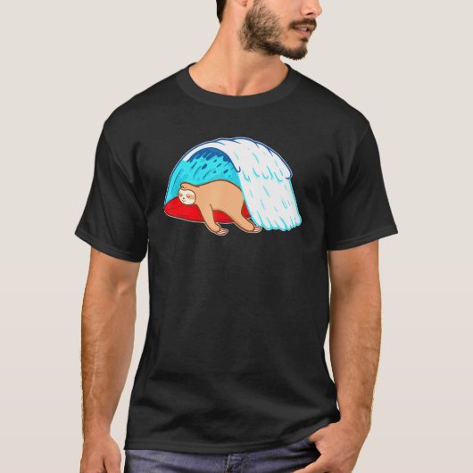 T-shirt Été de la vague de Surf Sloth (Devant)