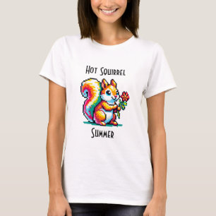 T-shirt Été d'écureuil chaud   Art Pixel Pun d'écureuil