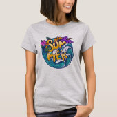T-shirt Été Fleurs tropicales Plage Vagues océaniques bril (Devant)