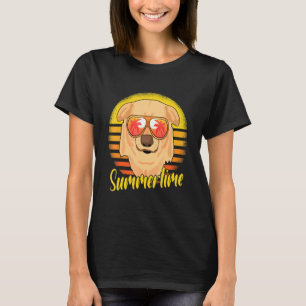 T-shirt Été Labrador Rétro Sunset Beach Vacances La