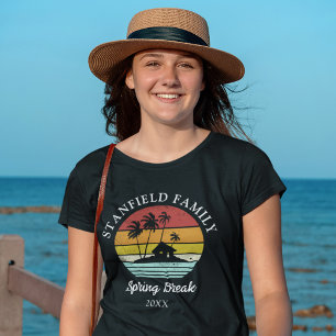 T-shirt Été Pause Plage Hut Palmiers Famille Correspondanc