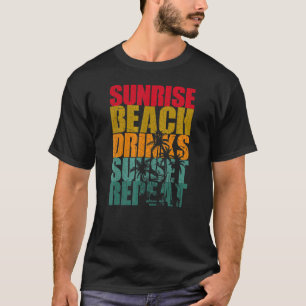 T-shirt Été Sunrise Beach Boissons Sunset Repeat Beach 1