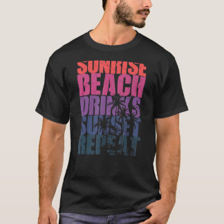 T-shirt Été Sunrise Beach Boissons Sunset Repeat Beach 7