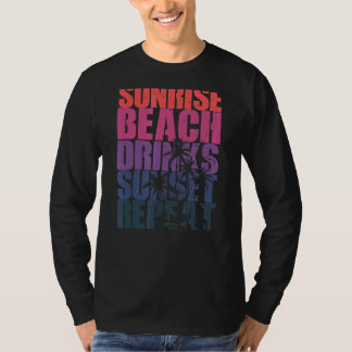 T-shirt Été Sunrise Beach Boissons Sunset Repeat Beach 7