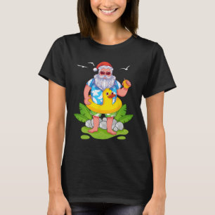 T-shirt Été tropical drôle Santa Claus hawaïen Noël