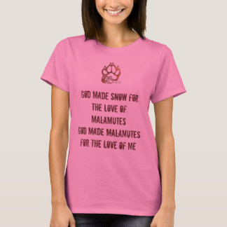 T-shirt étendant l'empreinte de patte de malamute, Dieu a