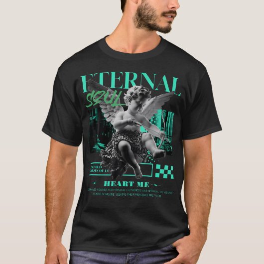T-shirt Eternal Angel Black Green Glow 3S Matching Tee Pou (Devant)