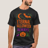 T-shirt Eternal Halloween Always | Pumpkin Moon Bats & Web (Devant)