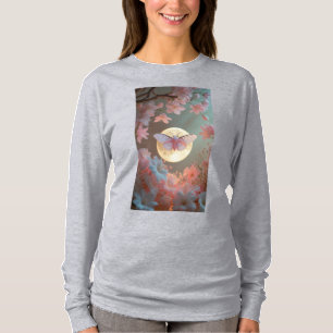 T-shirt "Ethereal Moth and Moon Tattoo Design" Manche long