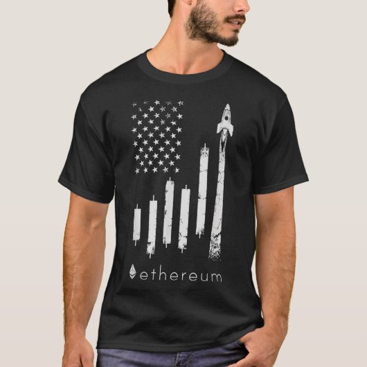 T-shirt ETHEREUM À la lune Crypto ETH pièce US Drapeau (Devant)