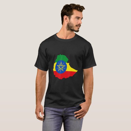T-shirt Ethiopia flag in Ethiopia outline Ethiopia (Devant entier)