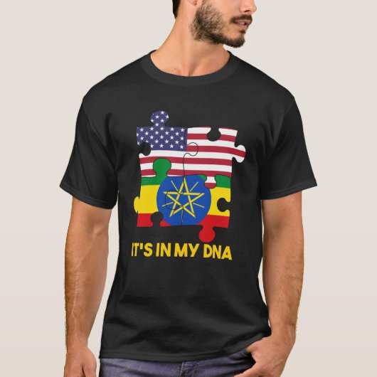 T-shirt Éthiopie Éthiopiens Afrique Drapeau Fier ADN Améri (Devant)