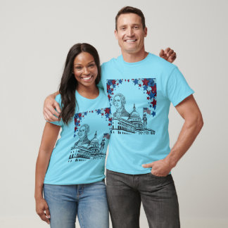 T-shirt Étincelles dorées de juillet bleu clair