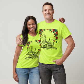 T-shirt Étincelles dorées de sécurité verte de juillet