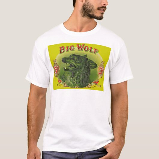 T-shirt Étiquette à cigares Big Wolf (Devant)