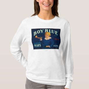T-shirt Étiquette bleu de caisse de poire de garçon