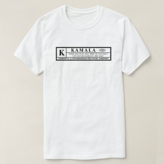 T-shirt Étiquette d'avertissement de Kamala (Design devant)