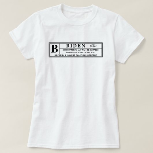 T-shirt Étiquette d'avertissement Joe Biden (Design devant)