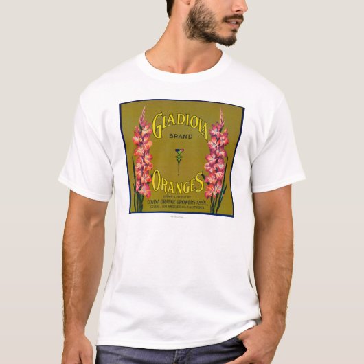 T-shirt Étiquette de caisse d'agrume de marque de Gladiola (Devant)