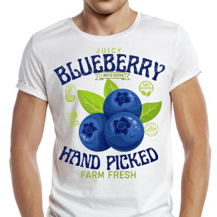 T-shirt Étiquette de fruit Fraîcheur Myrtille Juteuse Gara
