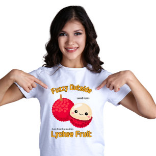 T-shirt Étiquette de fruit litchi juteux et flou