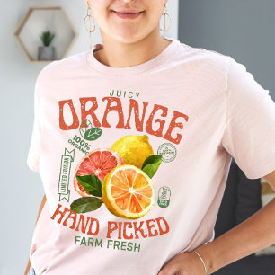 T-shirt Étiquette de Fruit Vintage Orange