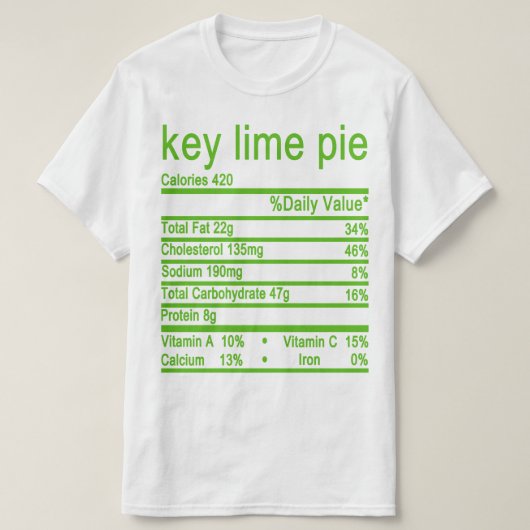 T-shirt Étiquette de la valeur nutritive (Design devant)
